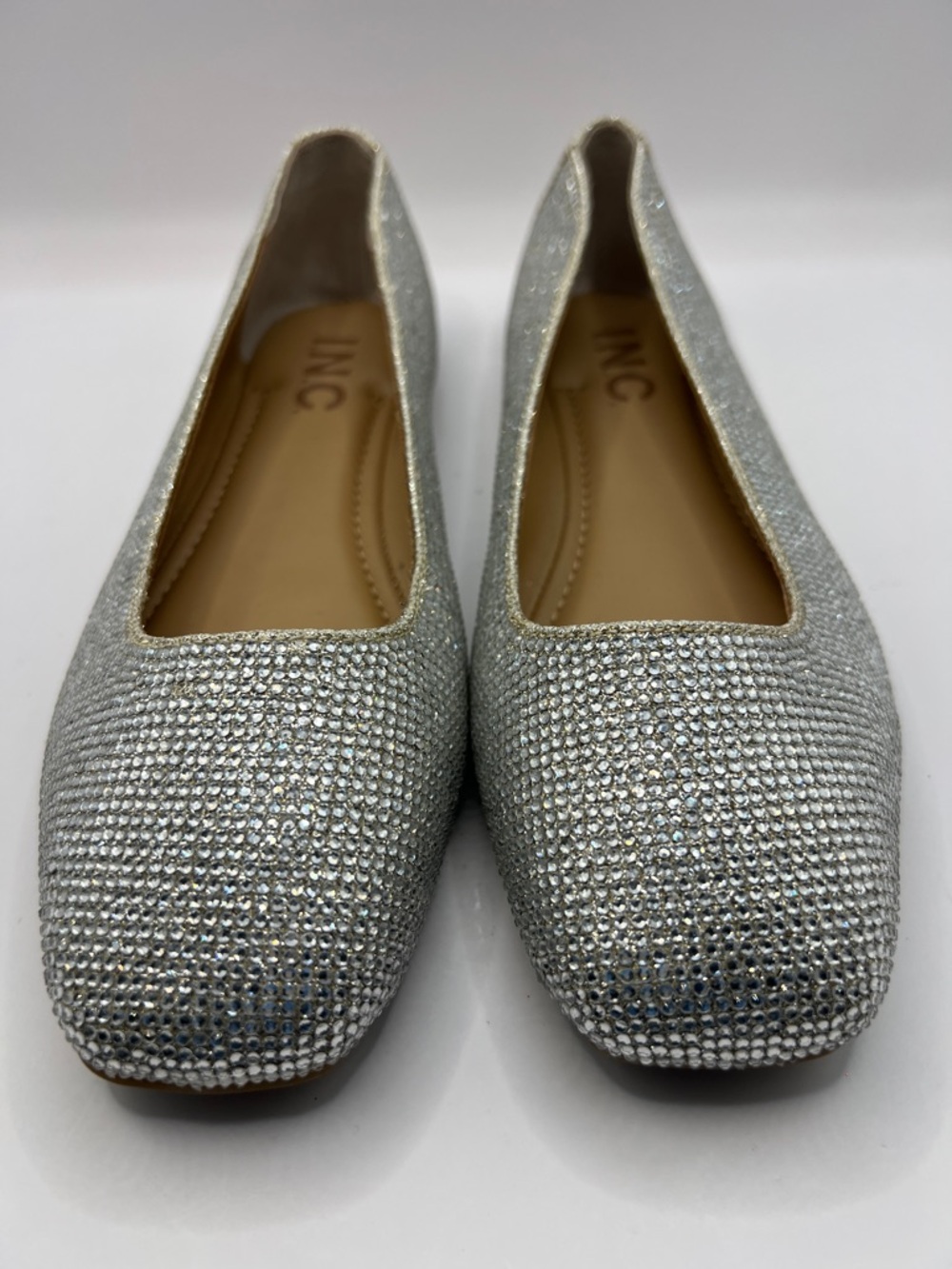 INC International Concepts Silver Sparkle Rhinestone Flats